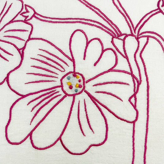 Prima Rose Floral Linen Throw Pillow