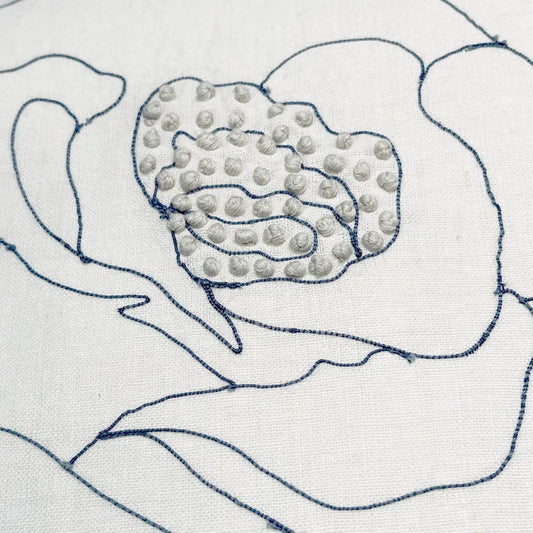 Rose Floral Linen Accent Pillow