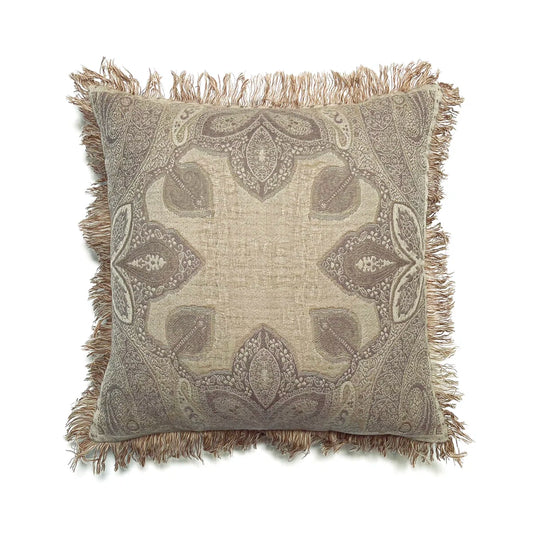 Sand Damask Wool Throw Pillow