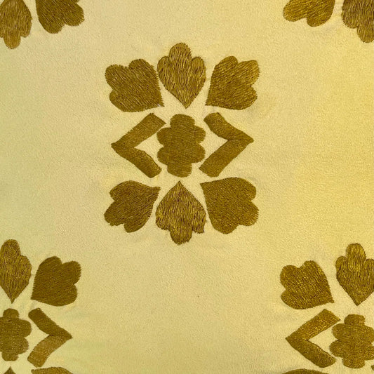 Gold Floral Square Throw Pillow