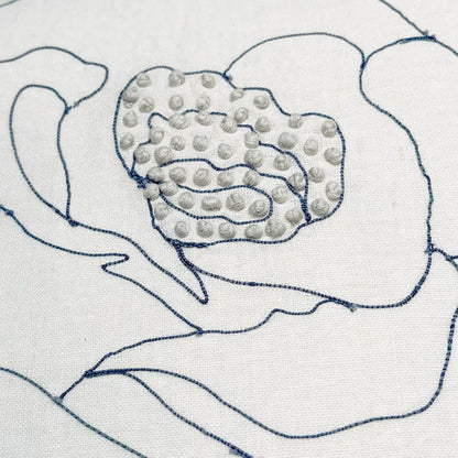 Rose Floral Linen Accent Pillow