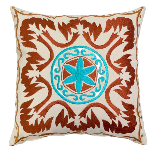 Moroccan Center Circle Cotton Throw Pillow