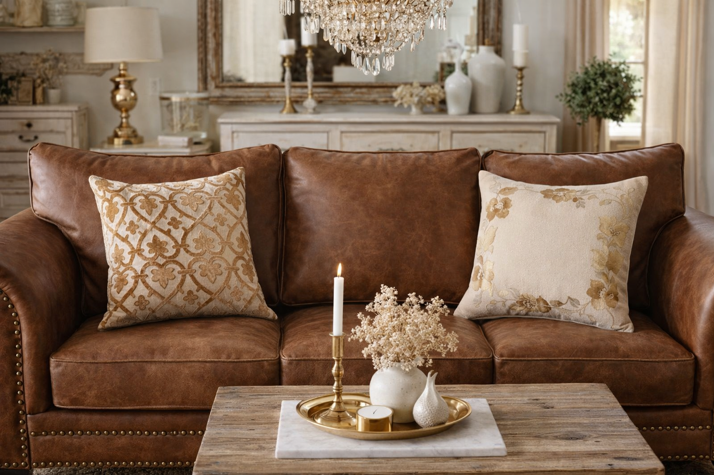 Floral Cotton Throw Pillow