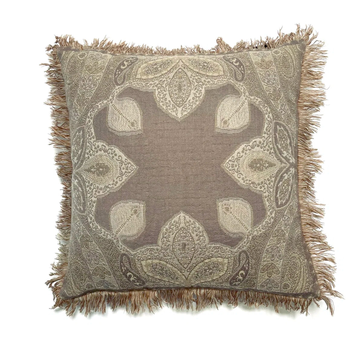 Sand Damask Wool Throw Pillow