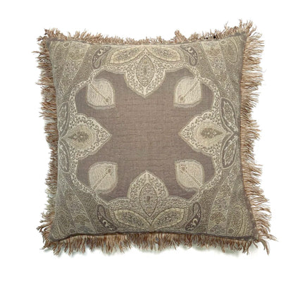 Sand Damask Wool Throw Pillow