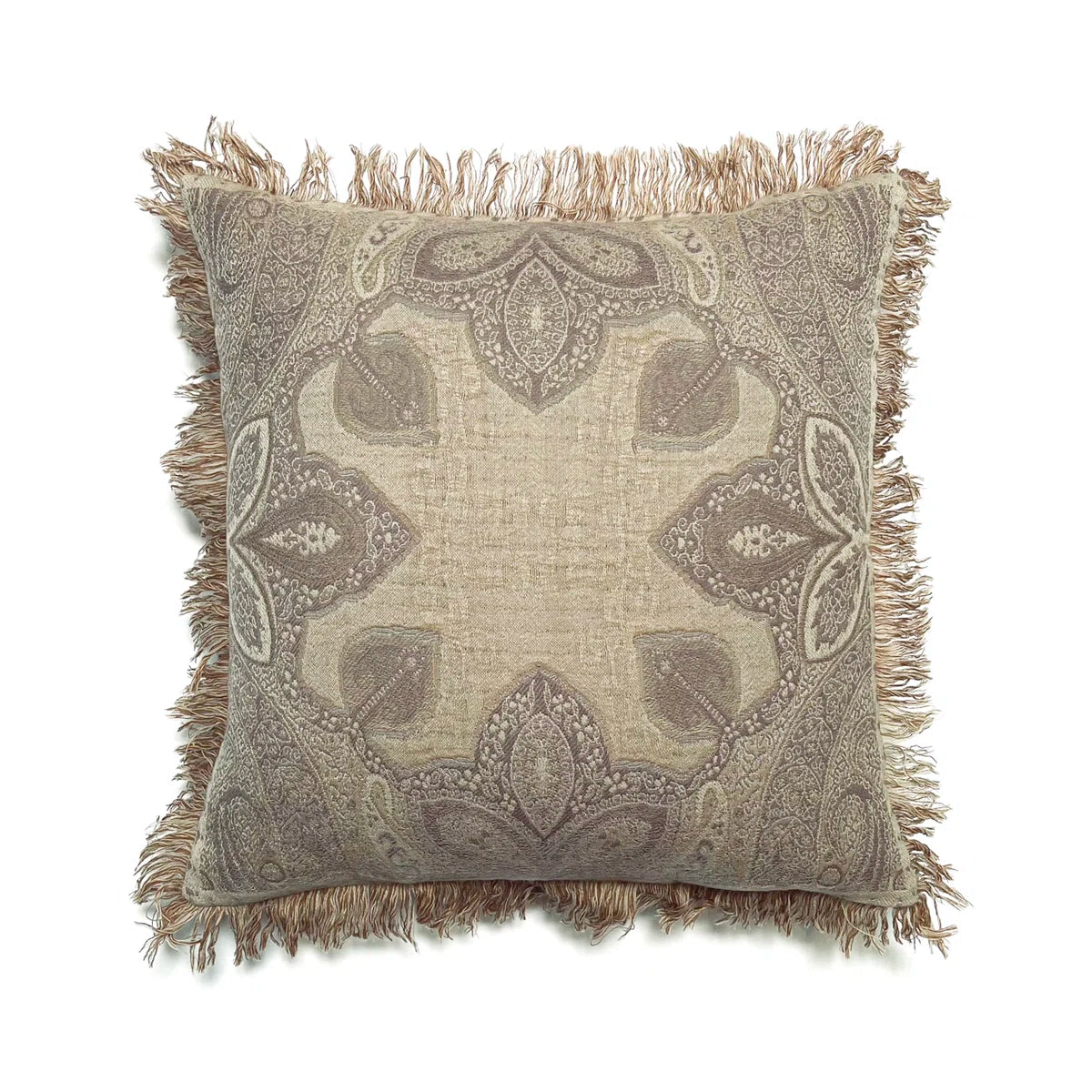 Sand Damask Wool Throw Pillow